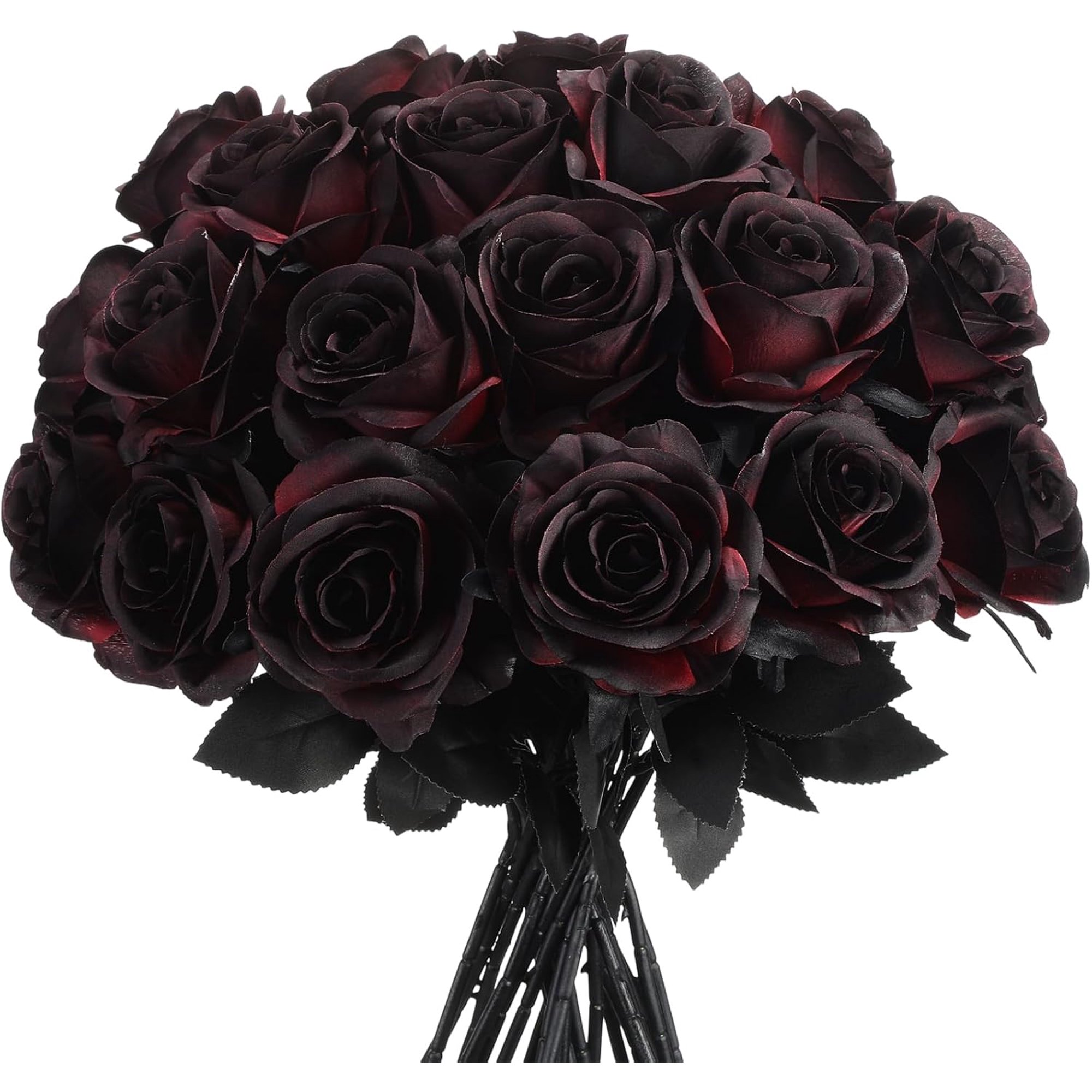 Artificial Roses Flowers 20 Pcs Fake Burgundy Rose in Bulk Long Stem Realistic Silk Roses Bouquet for Halloween Decoration Fall Home Decor Centerpieces Flower Arrangement (Burgundy 20-PCS)