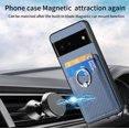 thumbnail image 3 of Carbon Fiber Patterned Case for Google Pixel 6, Wallet case with [360°Rotation Ring Kickstand] Credit Card Holder,PU Leather Shockproof Cover Women Men for Google Pixel 6, Blue, 3 of 8
