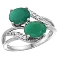 thumbnail image 1 of 14K White Gold Diamond Natural Quality Emerald 2-stone Mothers Ring Oval 8x6mm, size 6.5, 1 of 4