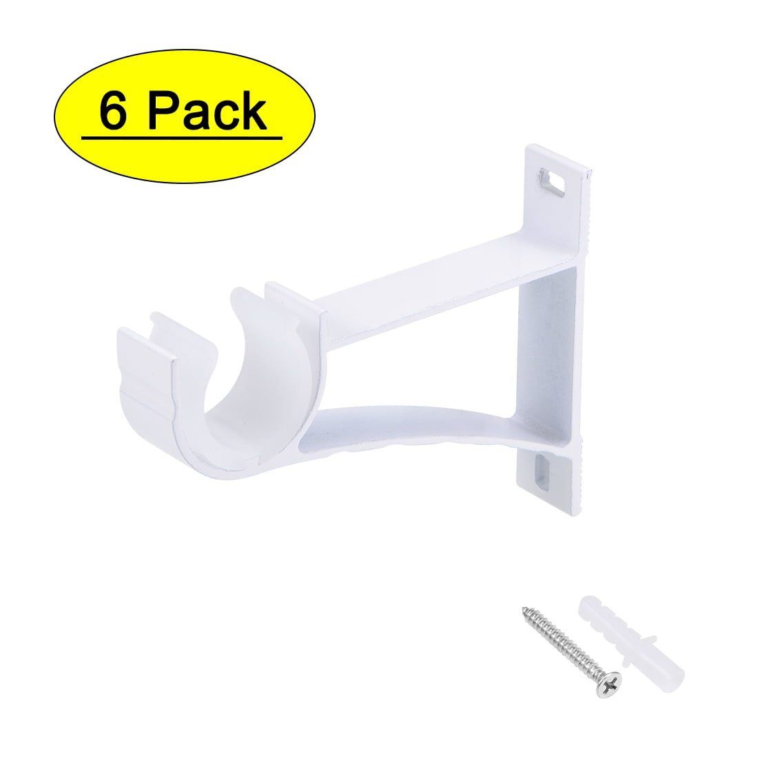 Curtain Rod Bracket Aluminum Alloy Single Holder for 24mm Drapery Rod 108 x 82 x 19mm White 6