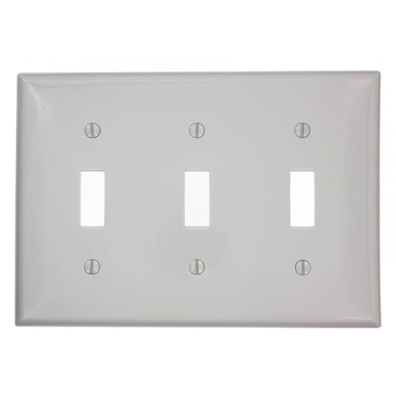 Leviton 80711-GY Gray Nylon Three Gang Toggle Light Switch Wall Plate
