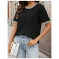 thumbnail image 4 of Am Direct Women's 3/4 Length Sleeve Tops Dressy Casual Crew Neck Loose Trendy Spring Blouses T Shirts, 4 of 6