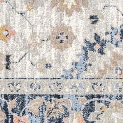 Everwash Treasure Lina Traditional Medallion Machine Washable Indoor Area Rug, Ivory/Blue, 5'2"x7'2"