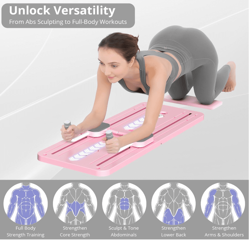 Premium 8-in-1 Exercise Board -Multi-functional Pilates Abdominal Trainer, Functional Pilates Board, Home Multi-functional Folding Body Board, Waist, Hips, Arms Slimming