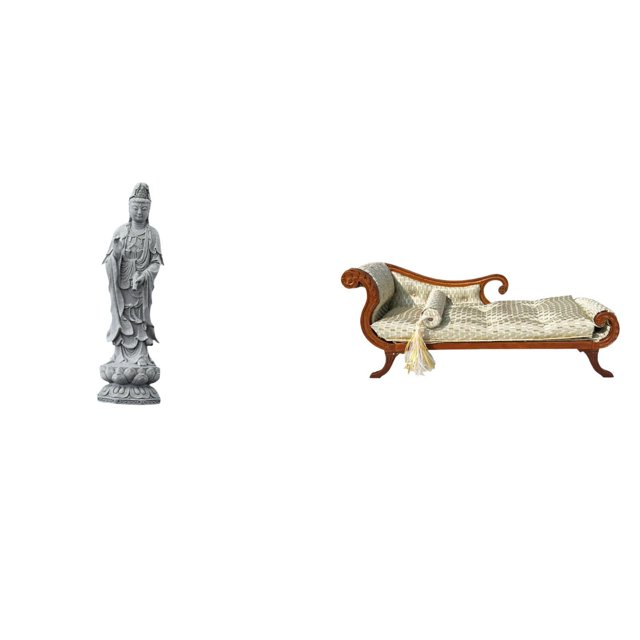 Escultura de Buda Guan Yin, adorno de piedra, colección Feng Shui, figura femenina, sofá en miniatura de madera, modelo de banco, silla, muebles