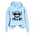 thumbnail image 3 of UTSJKR Highland Cow Sweatshirt Hoodie Cowgirl Shirt Funny Graphic Shirt Cute Shirt for Women Plus Size Oversized Pullover Tops Light Blue XL, 3 of 4