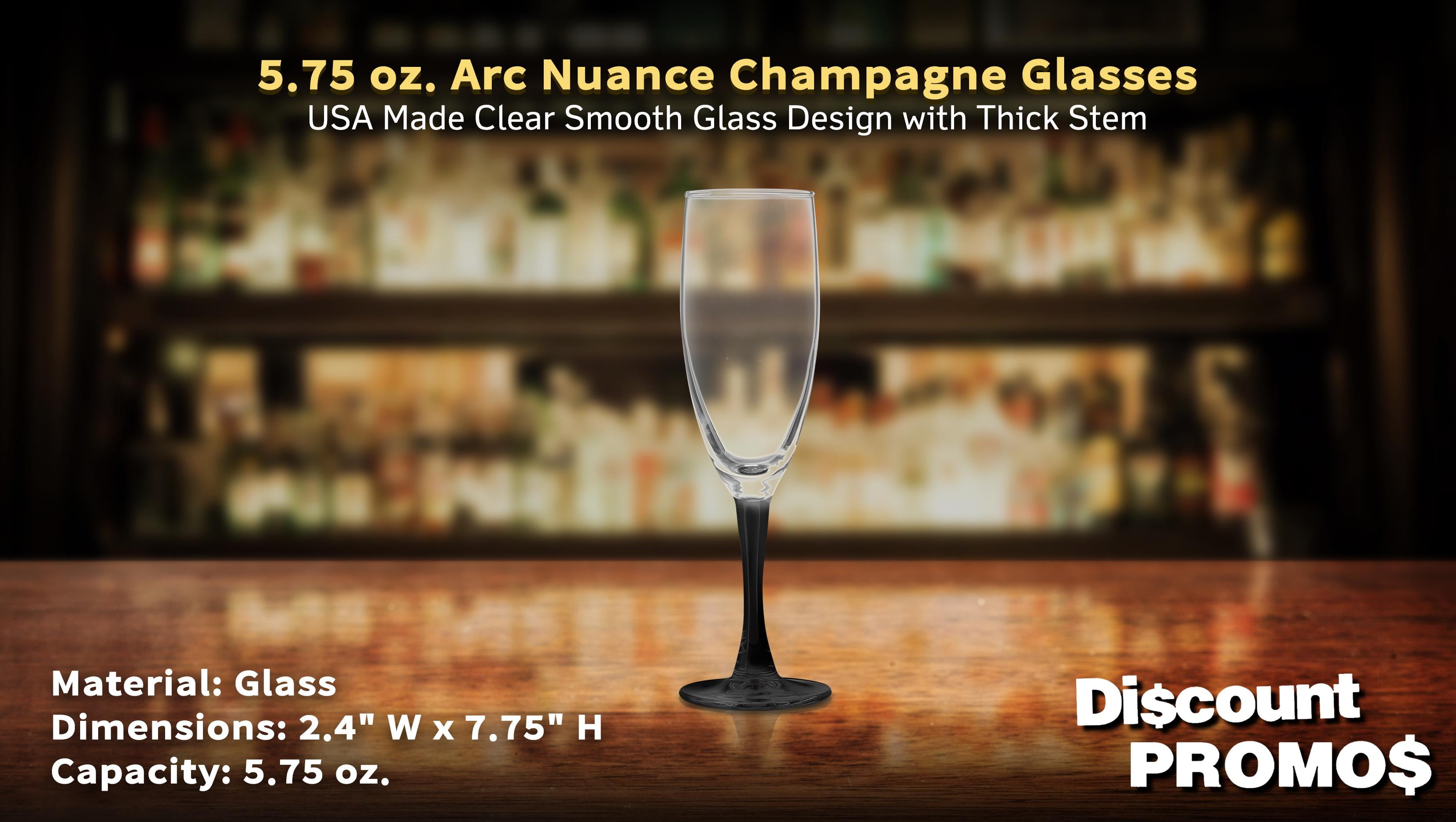 Nuance Champagne Flutes by ARC 5.75 oz. Set of 10, Bulk Pack - Perfect for Hotel, Bar, Restaurant or Lounge - Black