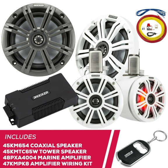 New Kicker 45KM654 6.5" Speakers,45KMTC65W Speakers,48PXA4004 Amp & Amp Wiring Kit