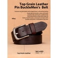 thumbnail image 2 of Catelles Men's Leather Belt Brown Crocodile Pattern Alloy Pin Buckle Fashionable and Durable&For waist 44 in Width 1.5 in(3.8cm), 2 of 10