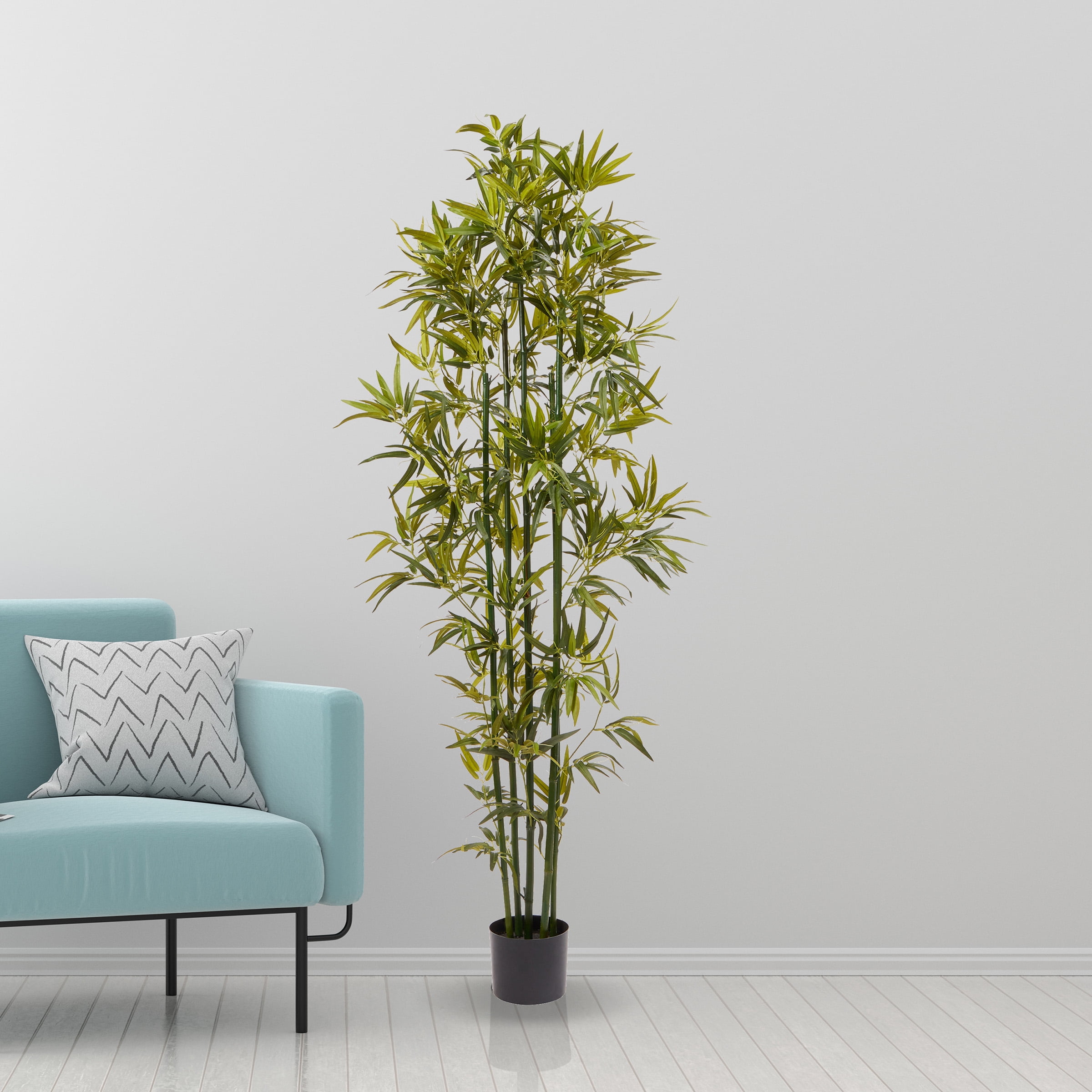 Pure Garden Set of Two 6FT Artificial Bamboo Trees with Adjustable Leaves