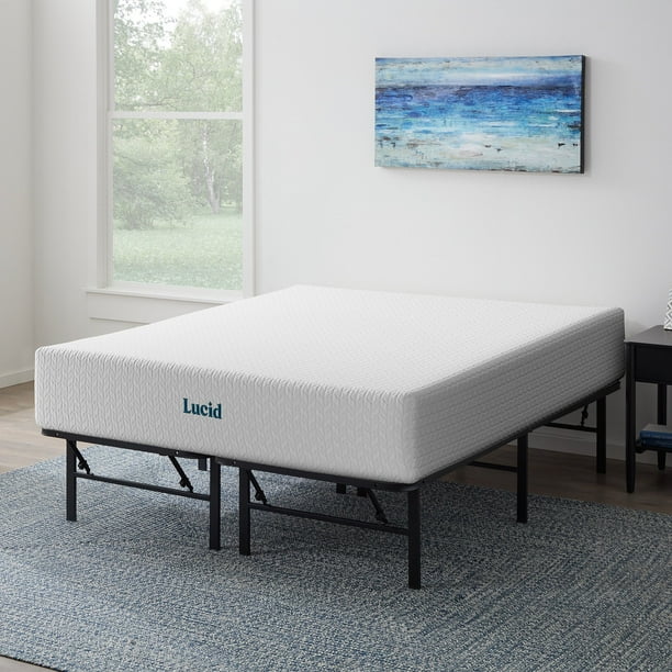 Lucid Refresh 10" Gel Memory Foam Mattress with 14" Platform Bed Frame