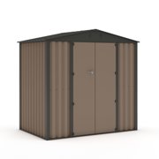 LAUSAINT HOME 4' x 6' Outdoor Storage Shed, Metal Shed Garden Tool Storage & Bicycle Storage with Lockable Door, Brown
