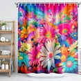 thumbnail image 2 of White Lily Pink Gerbera Sunflower Shower Curtains Spring Bathroom Curtains Watercolor Plant Leaves with Floral Bathroom Decor Waterproof Fabric Shower Curtain Set with Hooks 72"x72", 2 of 6