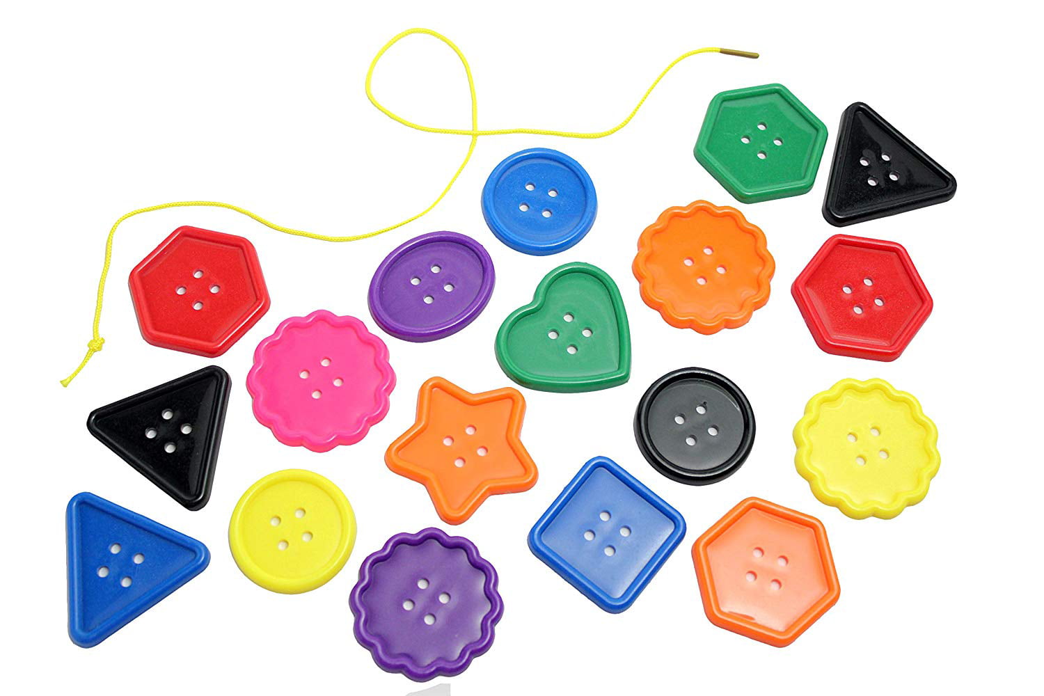 Set of 30 Large Buttons 1-3/4 inch - Large Plastic Button Lacing Toy - Perfect Color and Shape Sorting Manipulative Toddler Busy Bag
