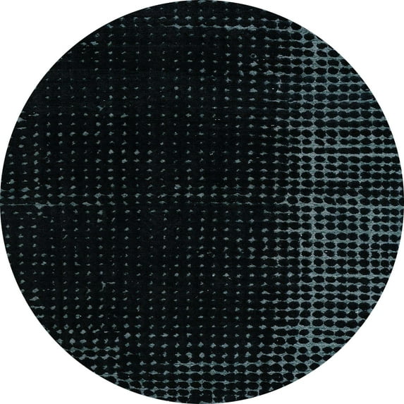 Ahgly Company Machine Washable Indoor Round Abstract Dark Slate Gray Green Area Rugs, 6' Round