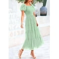 thumbnail image 4 of PRETTYGARDEN Women's Smocked Tulle Midi Dress Summer Square Neck Puffy Short Sleeve Ruffle Wedding Guest Party Dresses, 4 of 10