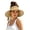 Khaki, variant on Women's Straw Sun Visor Hat with Bow Back Detail UV Protection Wide Brim Summer Beach Ponytail Hat