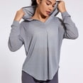thumbnail image 5 of Kaemgyyd Workout Shirts for Women Loose Long Sleeve Running Yoga Tops Casual V Neck Hooded Side Split Athletic Tee, 5 of 7