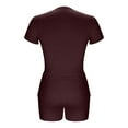 thumbnail image 6 of Wyobmus Womens Workout Set Summer 2 Piece Outfits Stretchy Slim Fitted Short Sleeve Shirts and Gym Yoga Shorts Casual Going Out Tracksuit B-Burgundy, 6 of 8
