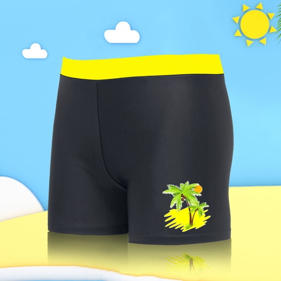 FASHOFT Boys Swim Trunks Quick Dry Swimsuit Shorts Cute Swimwear Boxer Bathing Suit Yellow