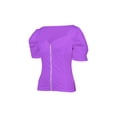 thumbnail image 3 of Qmyliery Women Short Puff Sleeve Tops, Summer V Neck Solid Color Zip Up Slim Fit T-Shirts,S/M/L/XL, 3 of 8