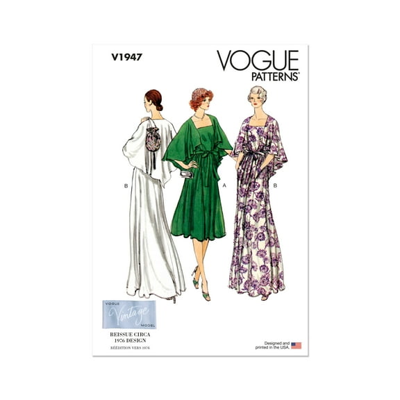 Vogue Sewing Pattern 1947 - Misses' Evening Dress Vintage 1970's, Size: Y5 (18-20-22-24-26)