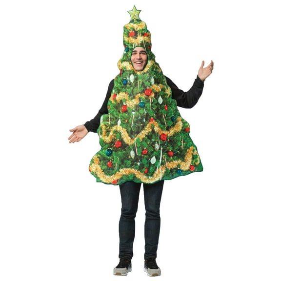 Morris Real Christmas Tree Men's Fancy-Dress Costume for Adult, One Size