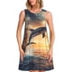 thumbnail image 1 of Easygdp Sailing Dancing Dolphin para Vestido Transpirable de Mujer, Vestido Suelto de Manga Corta con Pliegues y Bolsillos para el Verano, 1 of 7