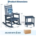 thumbnail image 2 of HDPE Rocking Chair Outdoor Set of 2 with Side Table - Poly High Back Porch Rocker Chairs for Adults - All Weather Resistant Furniture for Patio Front Porch - Navy Blue, 2 of 9