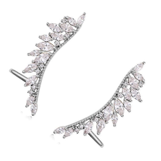 Womens Ear Cuff with Unique Wing Shape for Non Pierced Ears Decor Use Silver Color Copper and Gold 1 Pair
