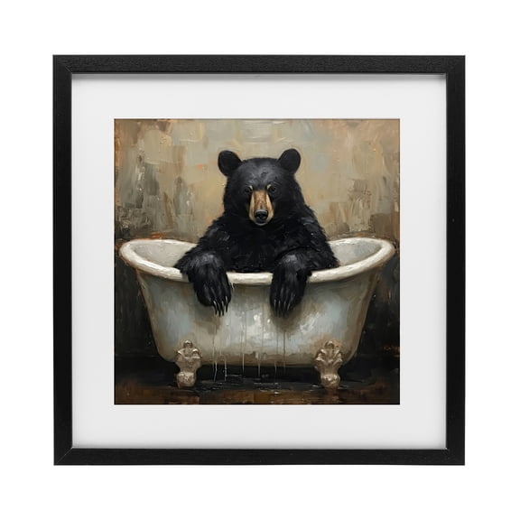 Stupell Industries Black Bear Bath Time Black Framed Print Under Glass, design by Tina LeCour