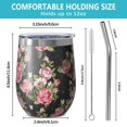 thumbnail image 5 of 12oz Stemless Wine Tumblers Pioneer Flower Floral Print Pattern Vacuum Insulated Stainless Steel Travel Tumbler Cups Mug with Lid and Straw for Champaign,Cocktail,Beer with Cleaning Brush, 5 of 5