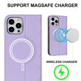 thumbnail image 2 of Funda antirrobo con cierre magnético para iPhone 14 Pro, compatible con carga magnética, piel sintética y TPU, diseño tipo billetera, ranuras para tarjetas, 2 of 5
