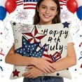 thumbnail image 7 of Let Freedom Ring Stars Fireworks Red White Flower Throw Pillow Covers, 18 x 18 Inch 4th of July Patriotic Independence Memorial Day USA Flag Cushion Case for Sofa Couch Set of 4, 7 of 7