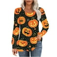 thumbnail image 2 of Fartey Womens Halloween Long Sleeve Shirts Cute Halloween PrintedTops Dress Dressy Comfy Crew Neck Pullover Tops,XL, 2 of 5
