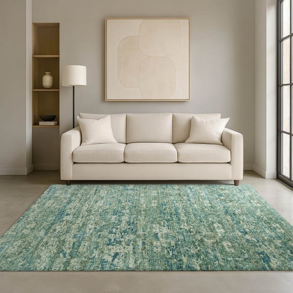 Addison Rugs Mayfield Premium Machine Washable Transitional Ikat Teal Rectangle Rug, 10' x 14'