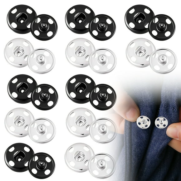 letairis 24 Pieces Snap Button Portable Round Solid Color Replacement Clothes Crafts Making DIY Fastener Press Buttons Accessories