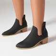 thumbnail image 2 of NECHOLOGY Botas Mujer Adulto Femenino Zapatos Botines de mujer Color sólido simple Cómodo Tacón grueso Medio cilindro Puntiagudo Tallas grandes Botas occidentales Botines (Black, 9), 2 of 6