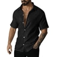 thumbnail image 2 of pstuiky camisetas de hombre, Camisa informal de manga corta con solapa y botones de color liso para hombre ropa de hombre xxxl, 2 of 7