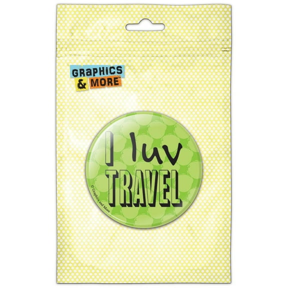 I Luv Love Travel Green Refrigerator Button Magnet
