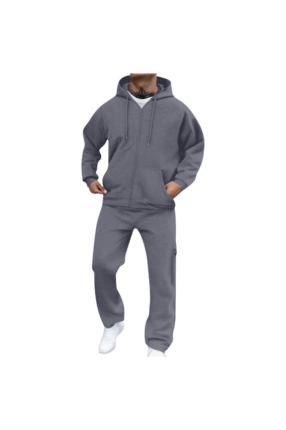 Two-Piece Elastic Waist Tracksuit for Men Casual Pullover Hooded Sweatshirts And Sweatpants Fall Winter Suits