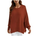 thumbnail image 1 of PEONAVET Chandail à Col Rond pour Femmes Mode Féminine Décontractée Ample Grande Taille Manches Longues Chandail Tricoté Chandail à Col Rond, 1 of 5