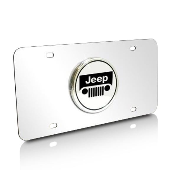jeep logo on chrome steel license plate