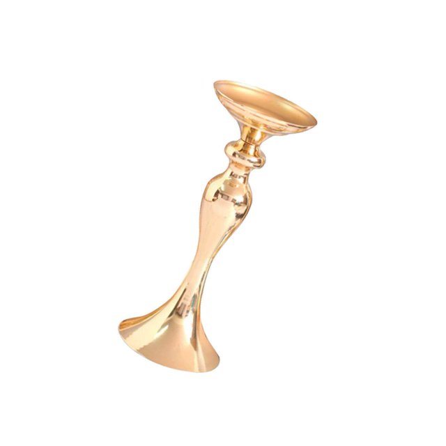 facefd Long Stand Metal Candle Tea Light Holder Candlestick Flower Vase Gold-S