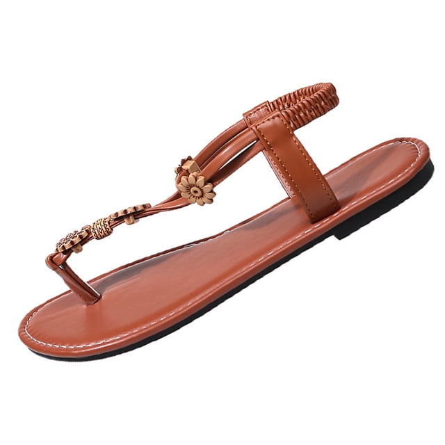 Sandalias de Correa de Tobillo Negras Ropa Exterior de Moda Casual Más Tamaño Color Sólido Floral Redondo Del Dedo Del Pie Abierto con la Espalda Elástica Sandalias Planas con Correas de Tobillo