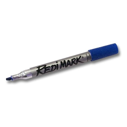 DIXON Industrial RediMark Permanent Markers, Chisel Point, Metal Barrel, Box of 12 Markers, Blue (87180)