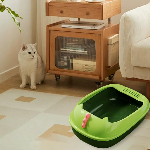SPOORYYO Semi-Enclosed Cat Litter Box with Splash-Proof Design and Easy-Clean Features for Indoor Use