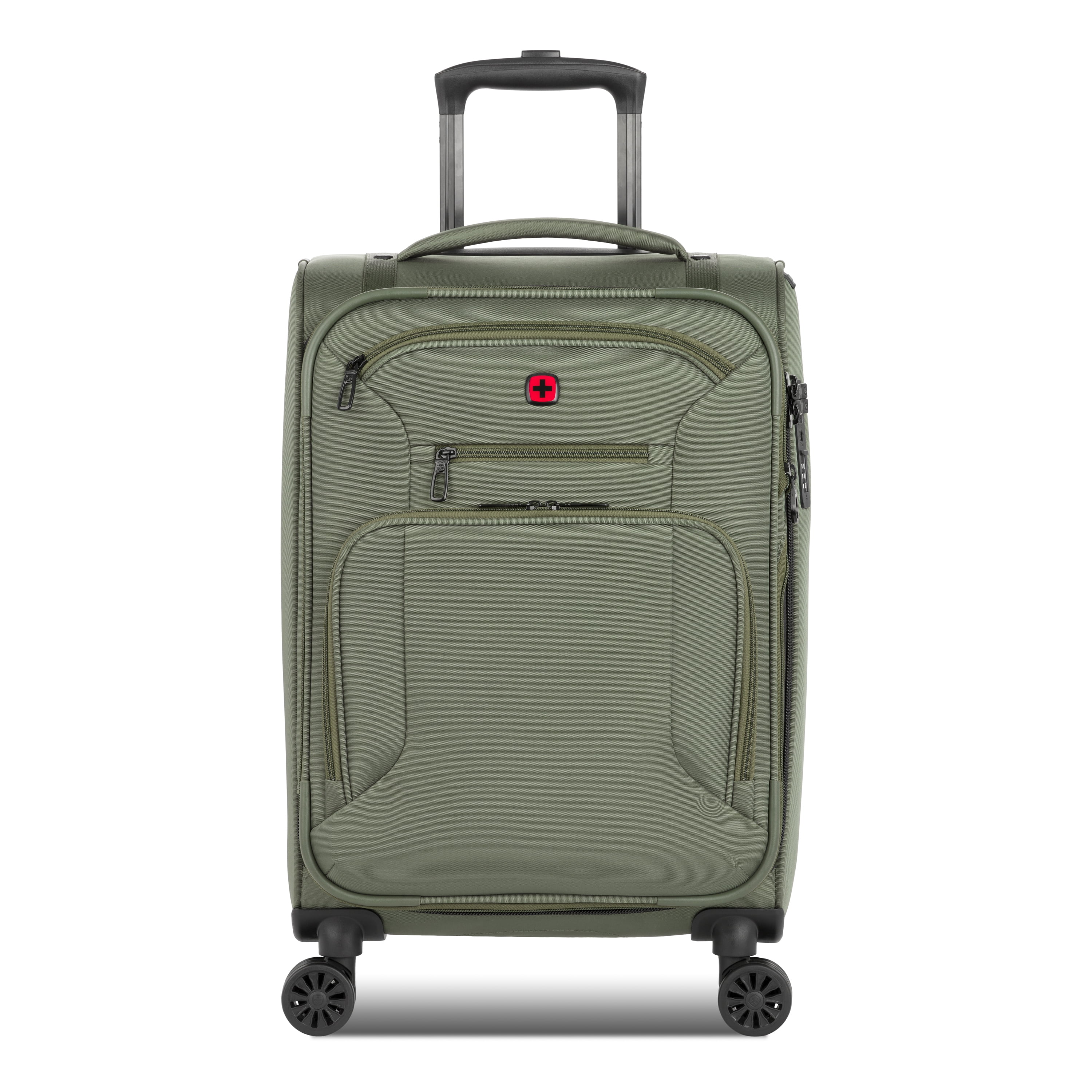 Wenger WG7062 Carry-on Spinner Luggage in Green with 8 Wheels and Built-in TSA Lock