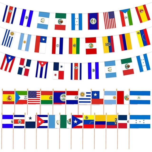YanonmyfdWorld Cup Handheld Flags, 48 Countries International Stick Flags with Plastic White Pole for World Cup Decorations 2026- Double Sided Polyester Fabric Small Flag on Stick for Olympic Party