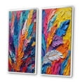 thumbnail image 3 of Designart "Colorful Feathers Painting with Rough Texture I" Feathers Framed Wall Art Set Of 2 - Modern Multicolor Gallery Wall Frame Set For Home Decor, 3 of 6